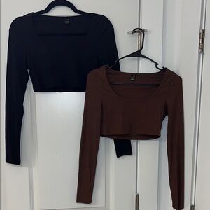 Black and Brown Fitted Crop Longsleeve Bundle